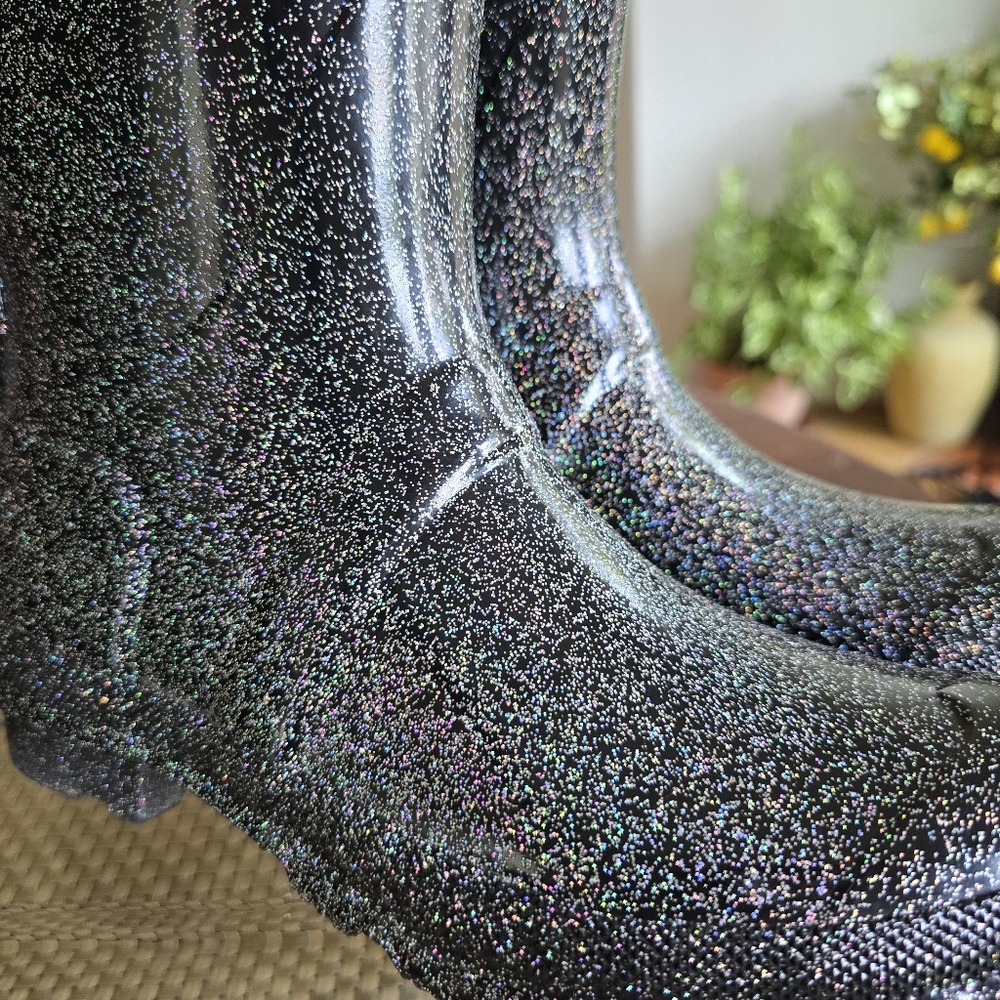 EUC Hunter Black Glitter Rain Boots 7 - Picture 5 of 14